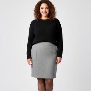 NEW LOFT‎ Straight Pencil Skirt Women Plus 22 Stretch Pockets Knee Length Gray
